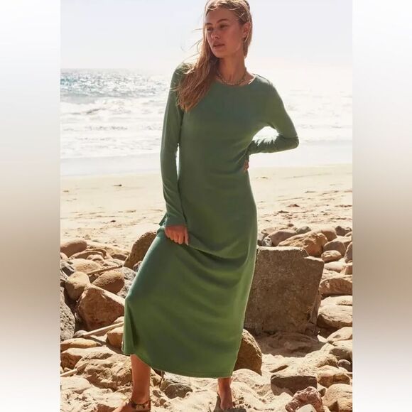 NWOT FREE PEOPLE Aubre Open-Back Essential Jersey Maxi Dress Mermaid - Picture 2 of 9